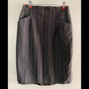 Vintage Christian Dior Wool Skirt Size 8 Pinstripe Pencil Skirt | Made in USA